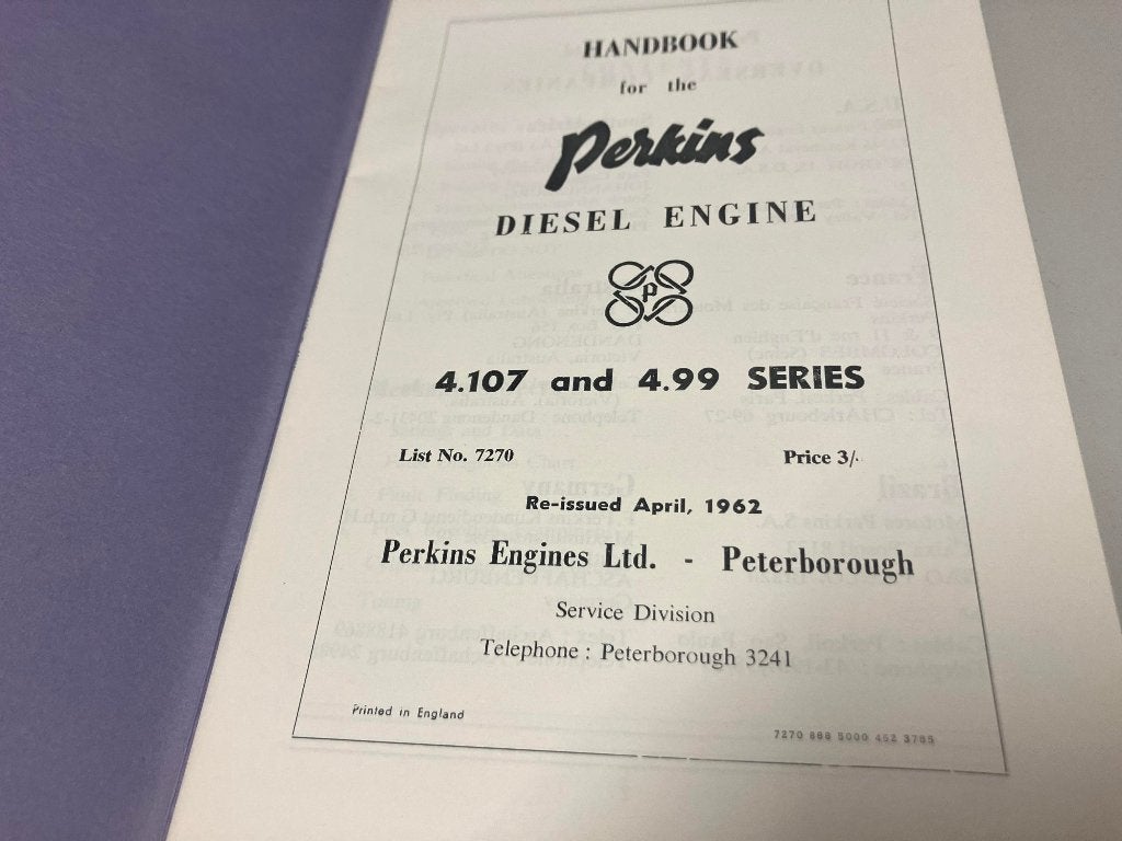 Perkins handbook 4.107 and 4.99 diesel engines, Ophalen of Verzenden, Gelezen