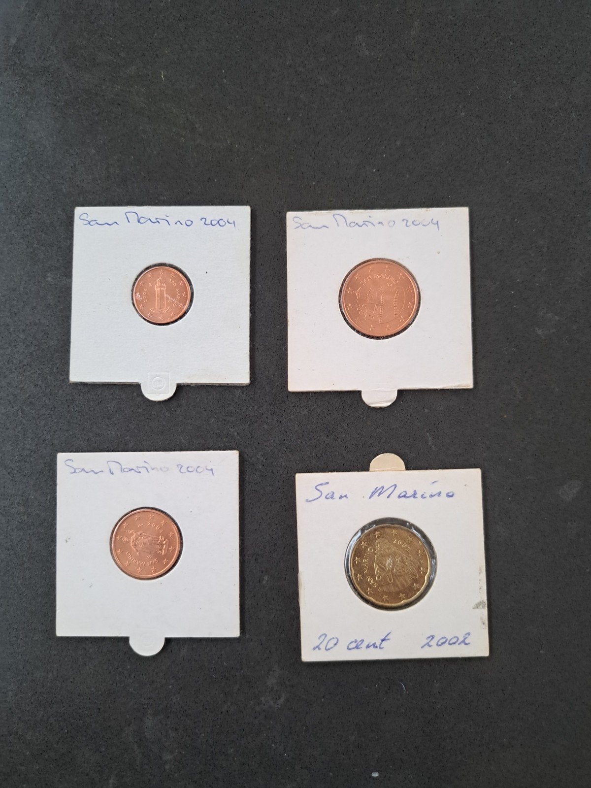 4 munten unc san Marino 1 ,2,5,en 20 cent, Ophalen of Verzenden, San Marino, Overige waardes, Setje