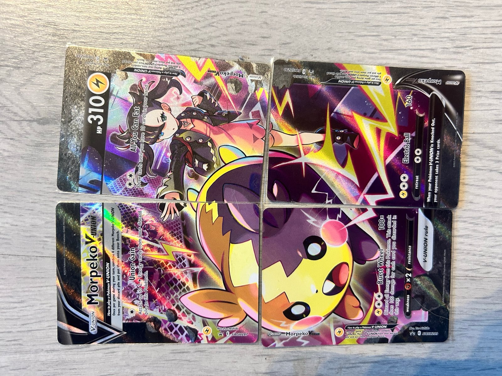 Morpeko V-UNION Pokémon Kaartenset - 4 Losse Kaarten, Ophalen of Verzenden, Zo goed als nieuw, Meerdere kaarten