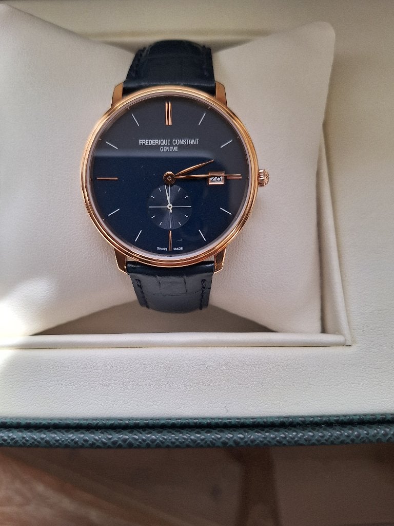 Frederique Constant Slimline Heren Horloge, Overige merken, Leer, Staal, Verzenden