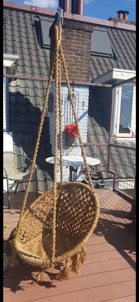 Macrame hangstoel  gemaakt van touw, Ophalen of Verzenden, Zo goed als nieuw