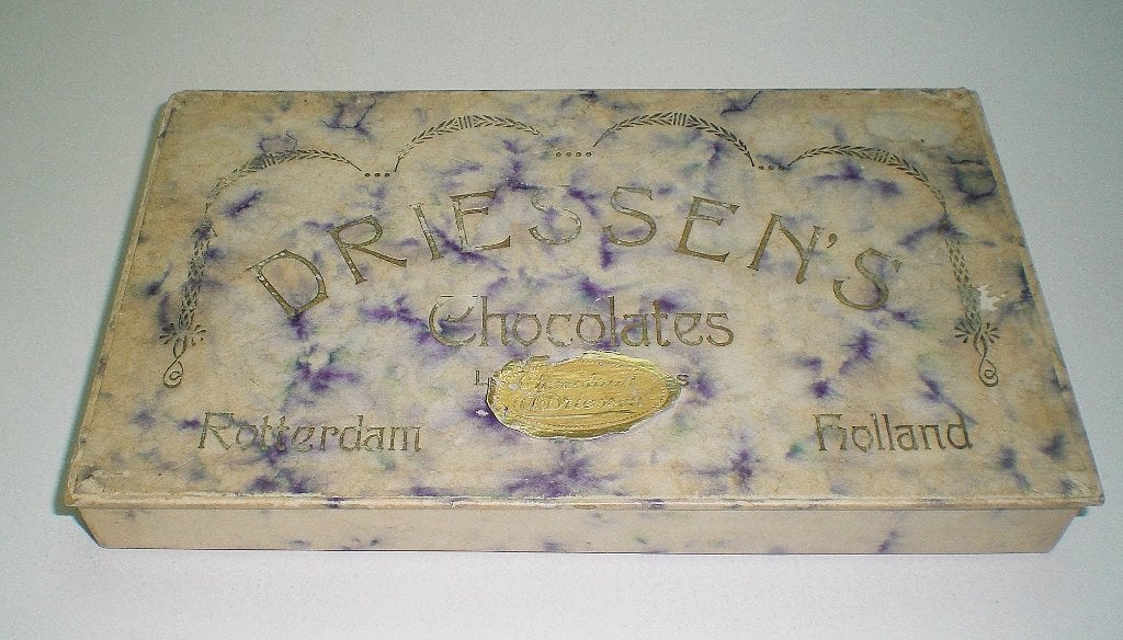 Driessen chocolade doos blauw gemarmerd, Verzamelen, Merken en Reclamevoorwerpen, Ophalen of Verzenden, Gebruikt, Verpakking