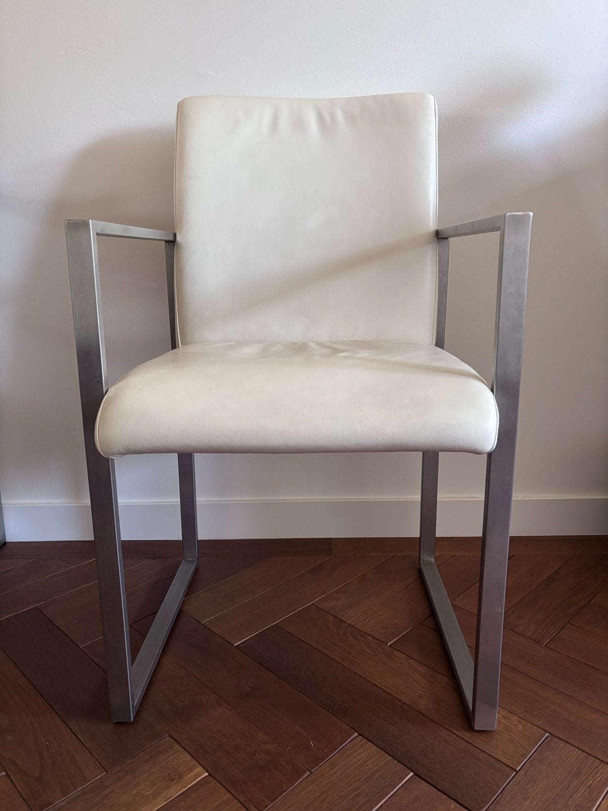 Eetkamer stoelen van wit leer, Huis en Inrichting, Stoelen, Ophalen, Gebruikt, Wit, Leer
