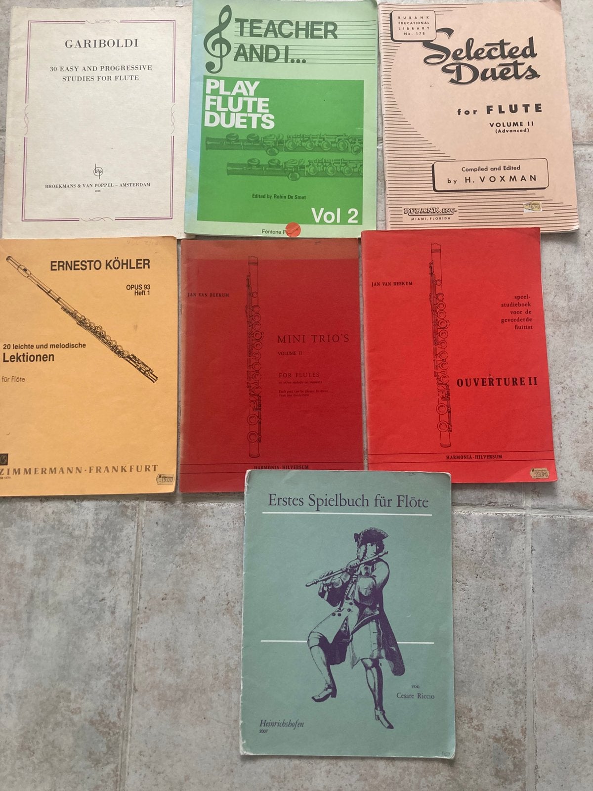 Dwarsfluit lesboek muziekboek partituren van Beekum köhler.., Ophalen of Verzenden, Gelezen