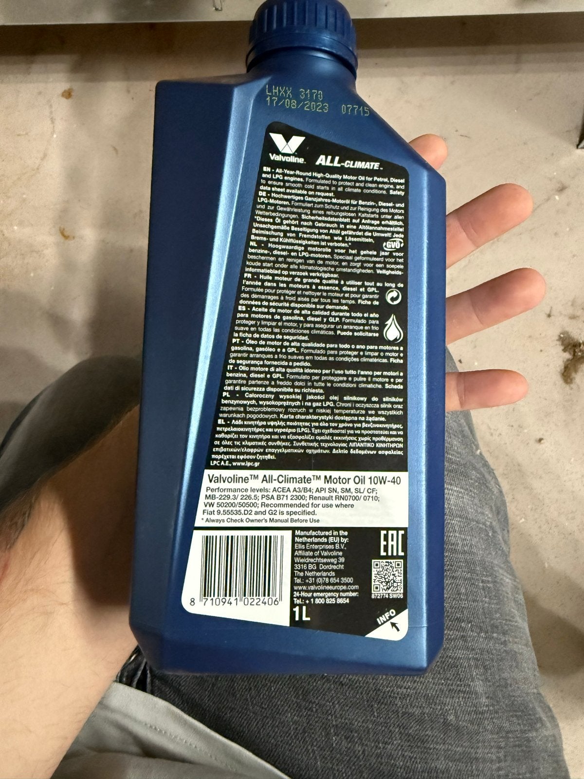 Valvoline All-Climate Motorolie 10W-40 - Nieuw, 1 Liter, Ophalen of Verzenden, Nieuw, Universele onderdelen