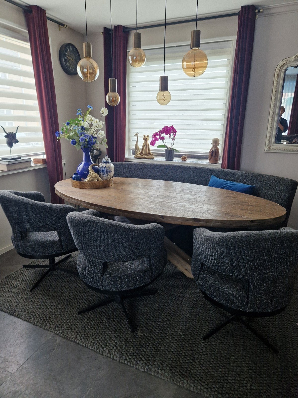 3 eettafel draaistoelen Forza Grey Zitmaxx, Ophalen, 200 cm of meer, 50 tot 100 cm, Zo goed als nieuw