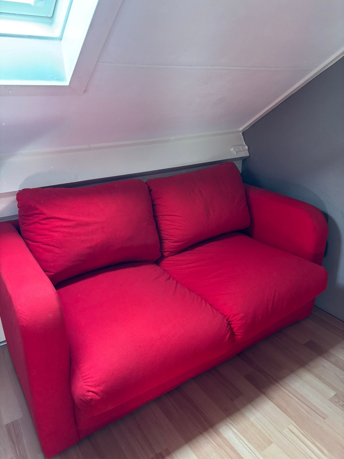 Rode ikea slaapbank, 210 cm, Tweepersoons, Zo goed als nieuw, Rood