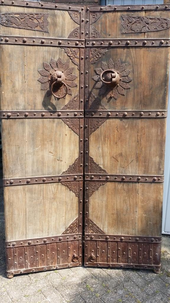 Antieke Chinese Poort Deuren - Zeer Zwaar eiken en Groot, Binnendeur, Ophalen of Verzenden, Hout, 120 cm of meer