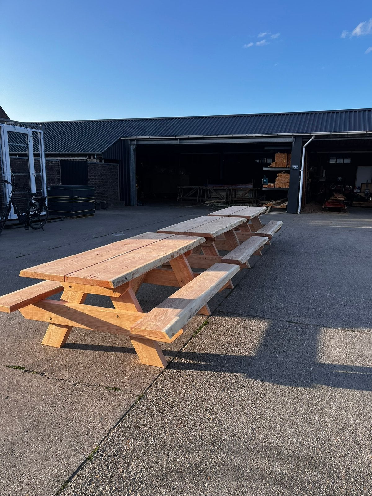 Robuuste picknicktafels, Ophalen, Nieuw, Rechthoekig, Hout