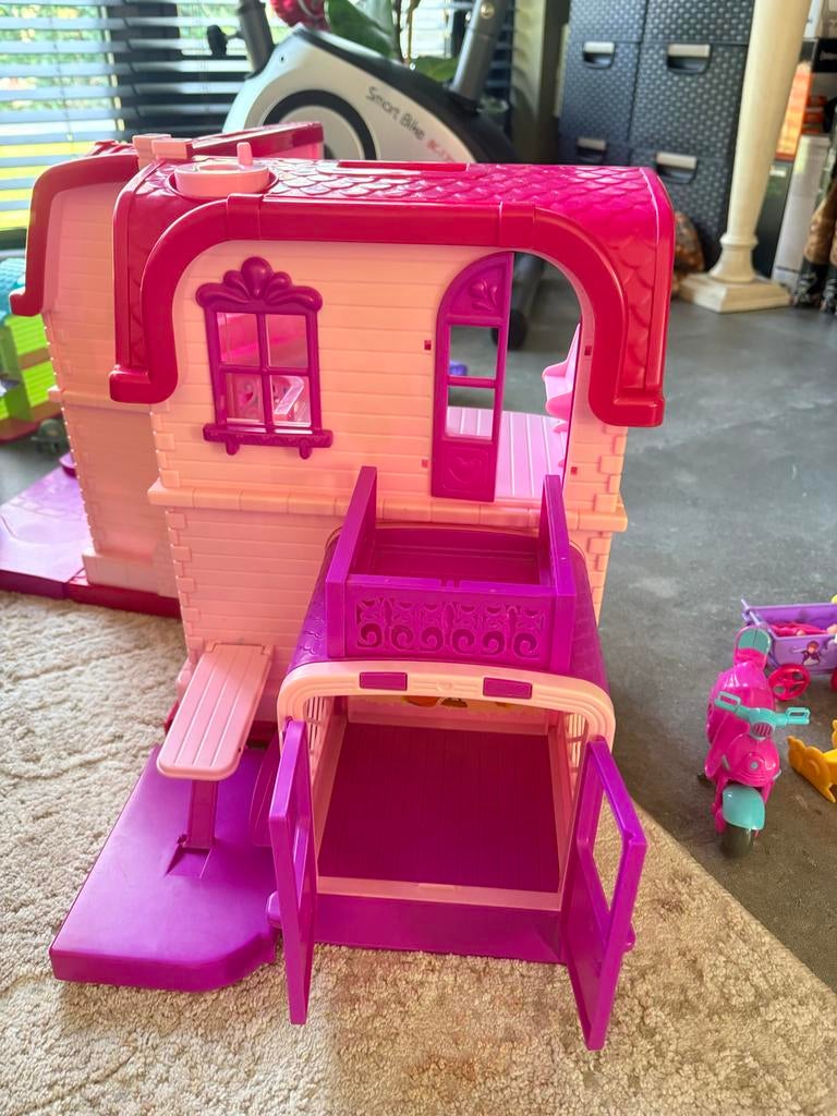 Grote Roze Speelset: Huis, Voertuigen & Dieren, Ophalen of Verzenden, Gebruikt, Meisje