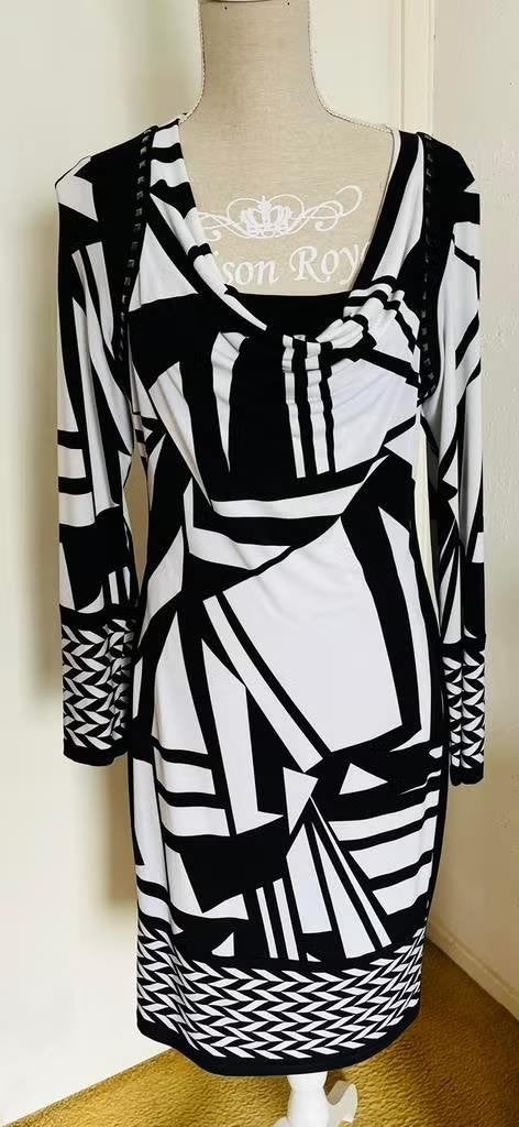 Joseph Ribkoff zwart/witte jurk maat 40[v], Kleding | Dames, Maat 38/40 (M), Zwart, Ophalen of Verzenden, Zo goed als nieuw
