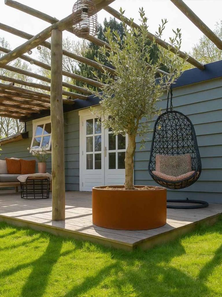 Super mooie grote bloembakken cortenstaal 200x60, Tuin en Terras, Bloembakken en Plantenbakken, Ophalen, 100 cm of meer, Rond
