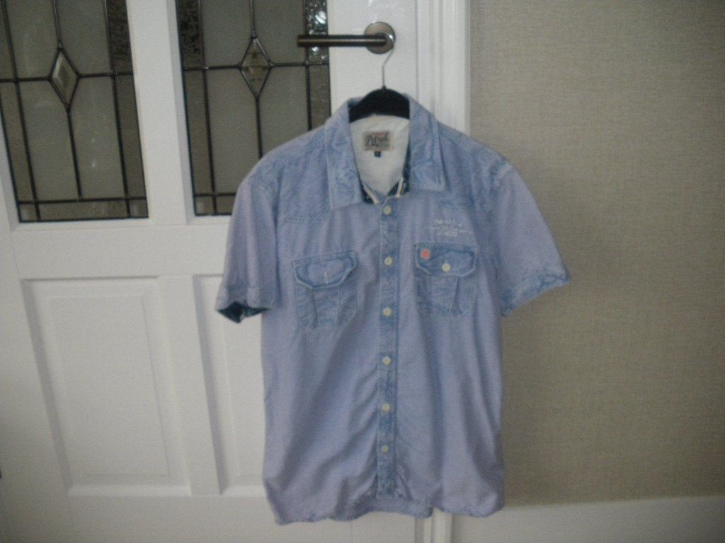 heel mooi licht blauw zomer overhemd merk petrol mt large, Ophalen of Verzenden, Zo goed als nieuw, Maat 52/54 (L), Blauw