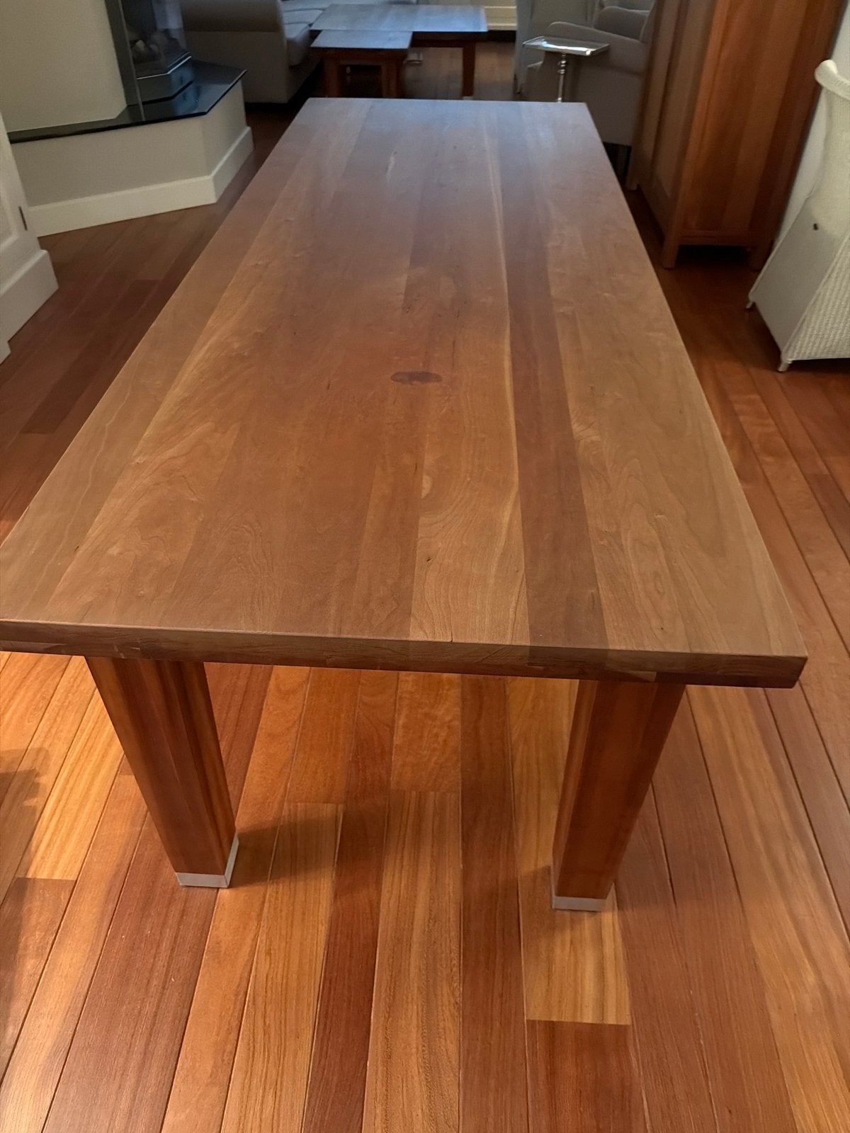 Robuuste houten eettafel Jan des Bouvrie 240x90x75, Ophalen, Gebruikt, 200 cm of meer, 50 tot 100 cm