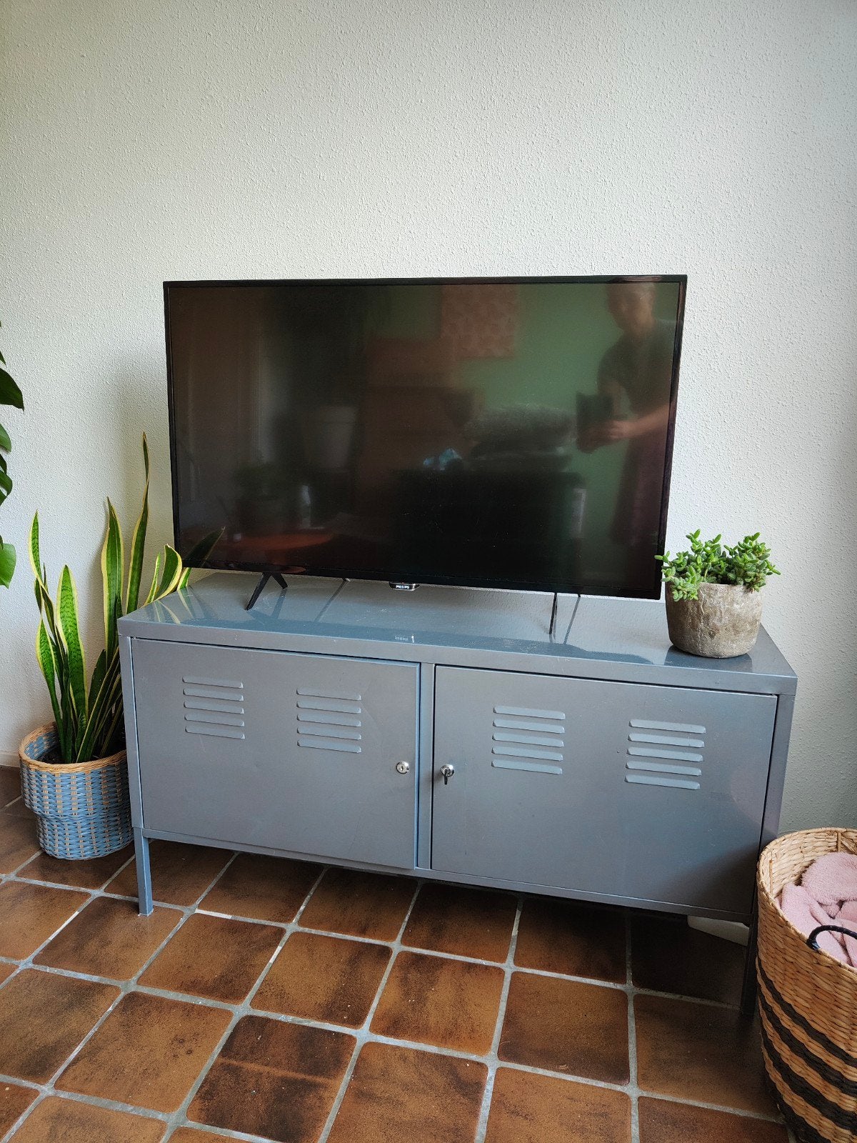 Grijze metalen IKEA PS kast TV-meubel Lockerkast, Ophalen, Gebruikt, 25 tot 50 cm, Metaal