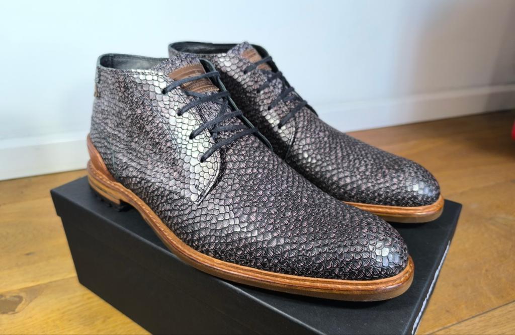 Floris van Bommel halfhoge herenschoenen maat 10 / 44,5, Ophalen, Bruin, Floris van Bommel, Zo goed als nieuw