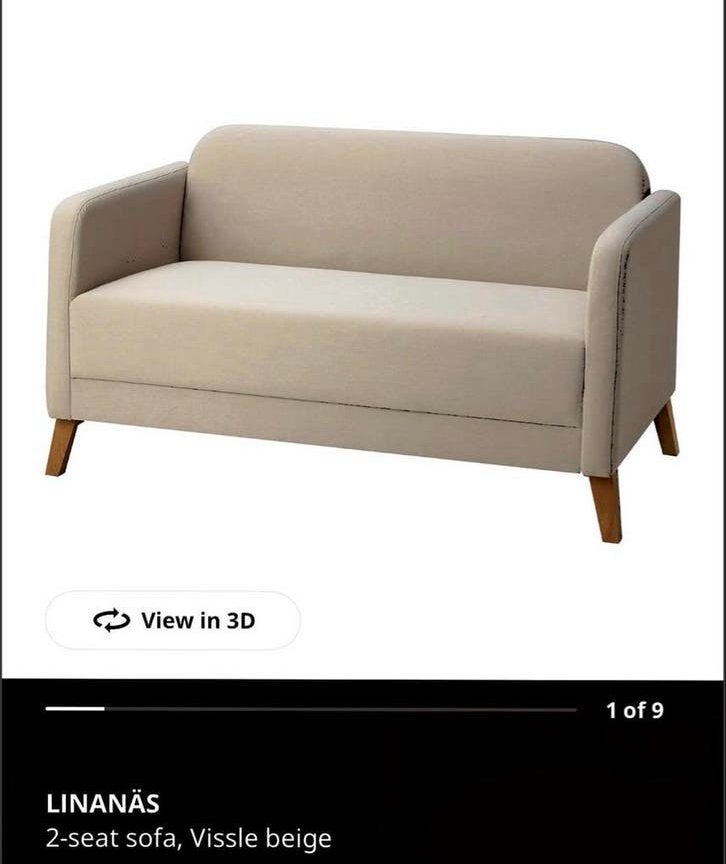 LINANÄS 2-zitsbank, Vissle beige, Ophalen, 150 tot 200 cm, Tweepersoons, 75 tot 100 cm