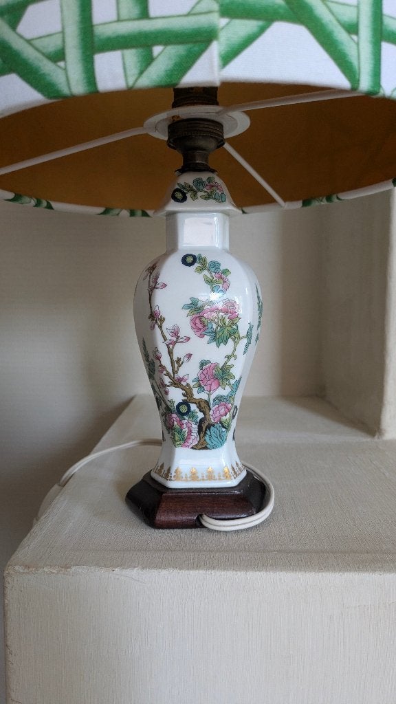 Tafellamp porselein  Japans, Hout, B22 (Bajonetsluiting), Vintage, Meerkleurig