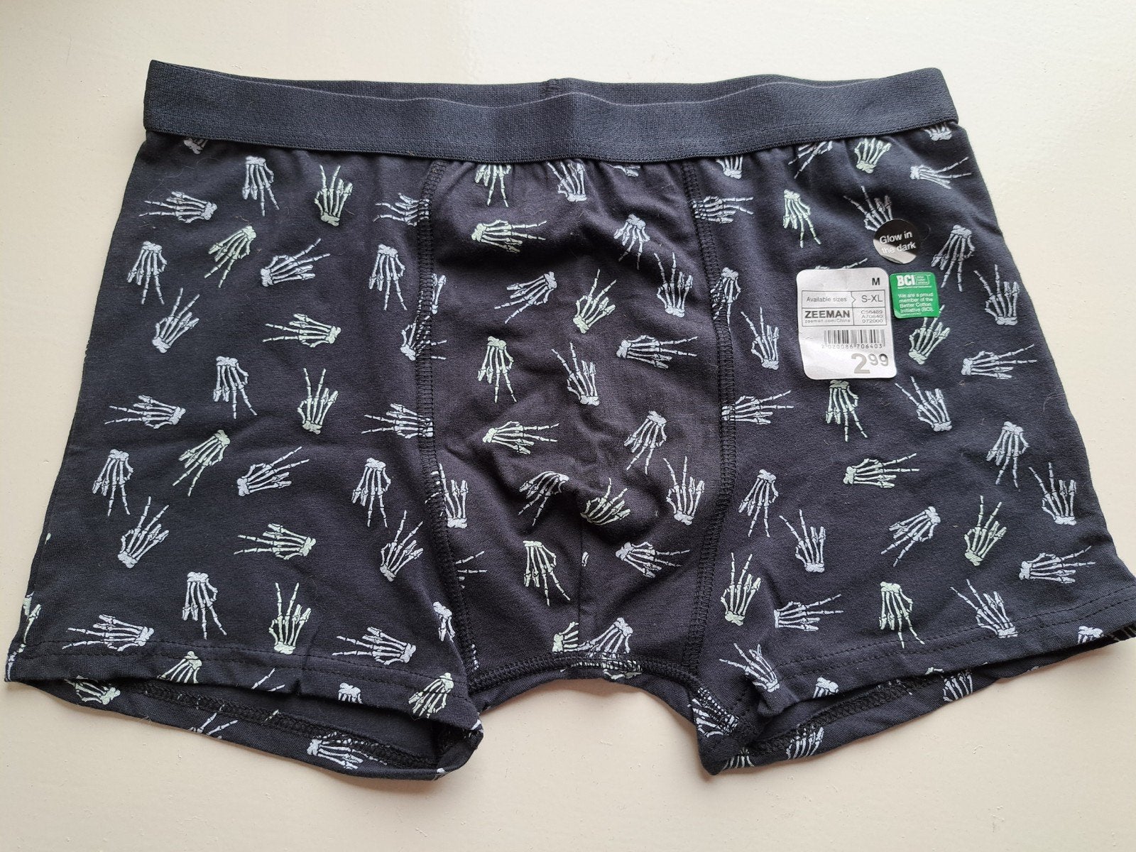 Zeeman Boxer met Glow-in-the-Dark Skelet Handen, Ophalen of Verzenden, Zwart, Zeeman, Boxer