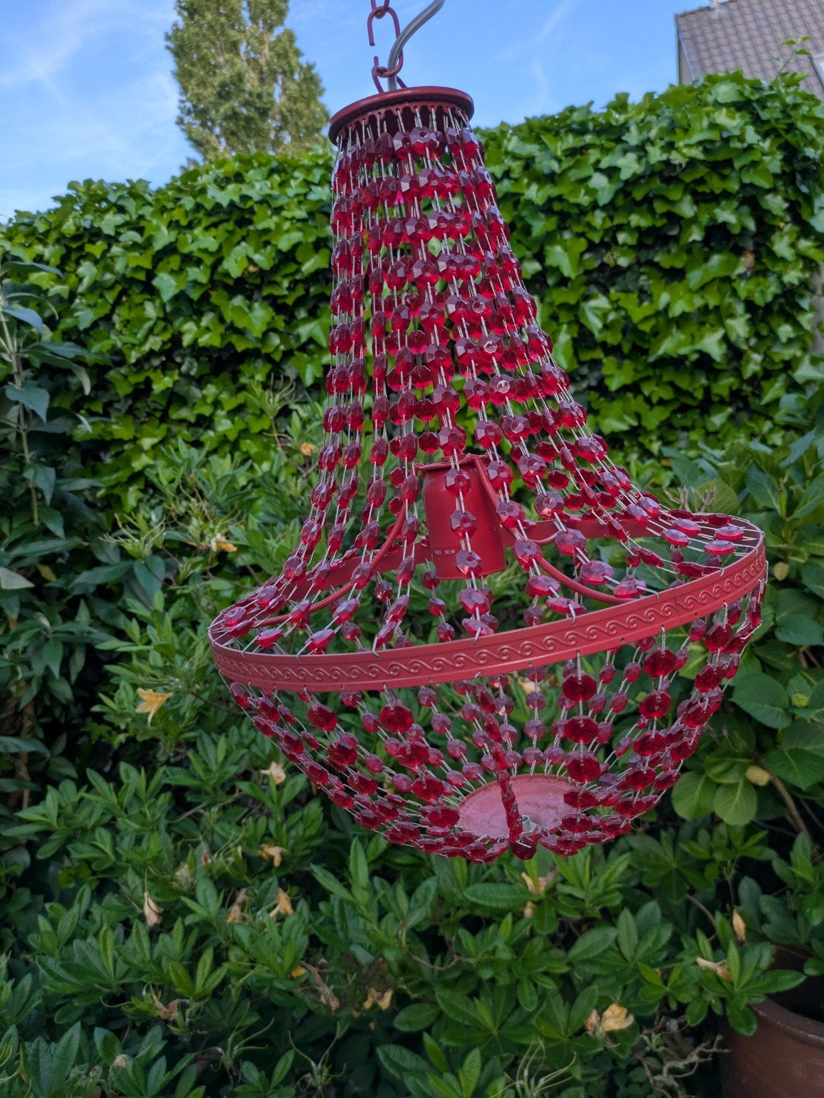 Lamp Kroonluchter Hanglamp Rood Plafondlamp, Huis en Inrichting, Lampen | Kroonluchters, Ophalen of Verzenden, Zo goed als nieuw