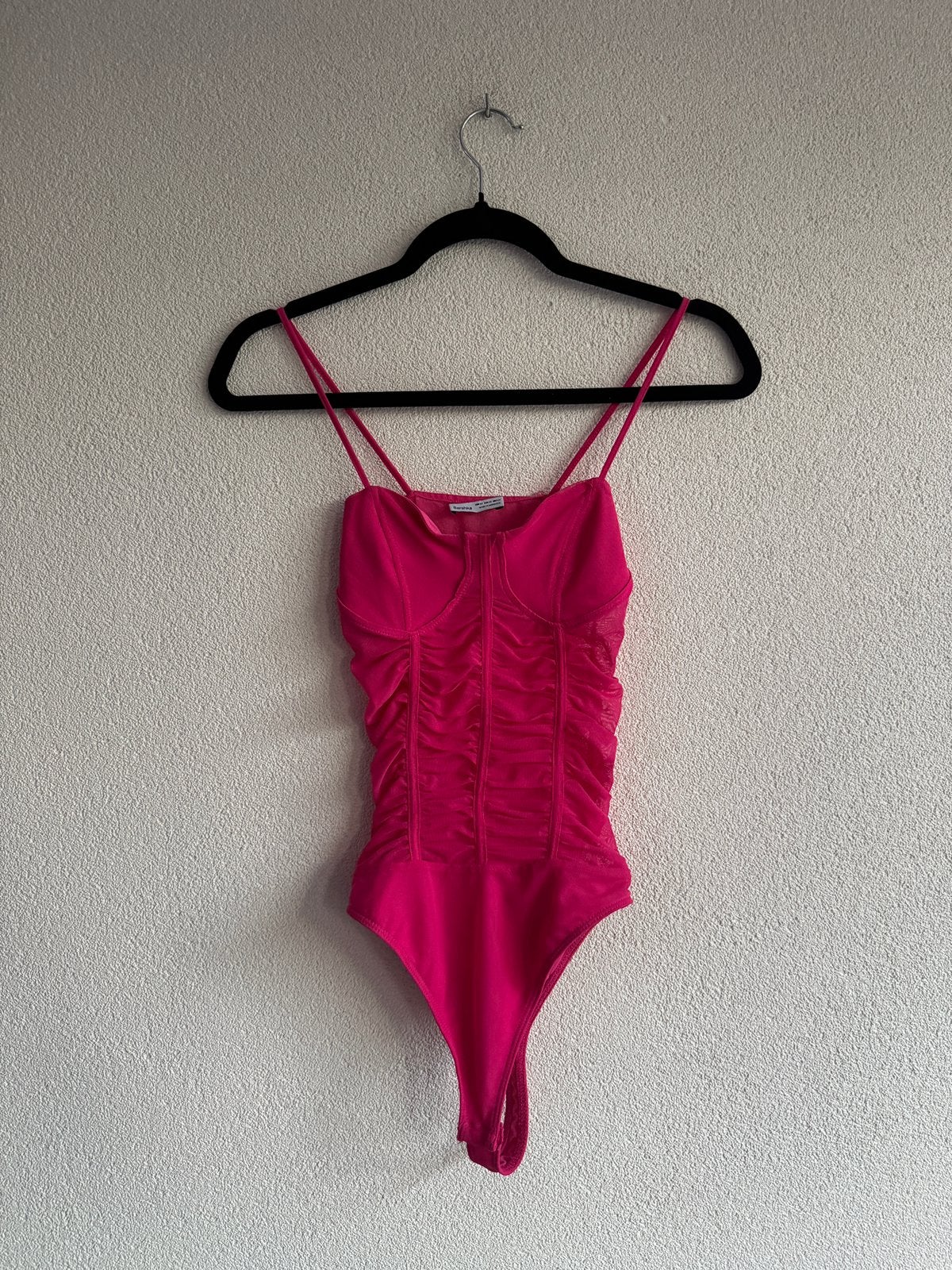 Bershka roze doorschijnende mesh bodysuit, Bershka, Ophalen of Verzenden, Zo goed als nieuw, Roze