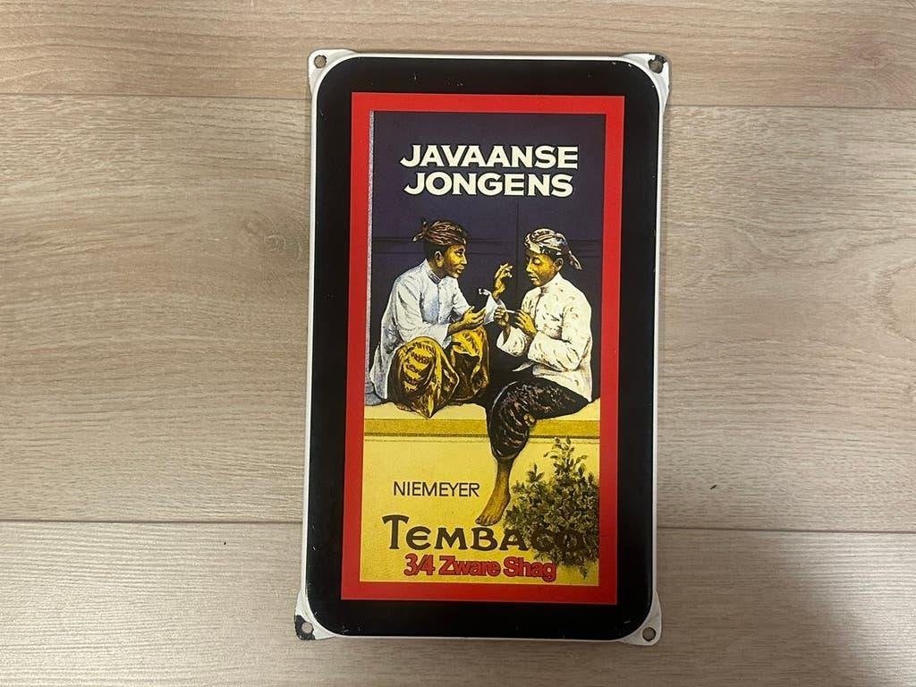 Emaille Reclamebord Javaanse Jongens Shag, Ophalen of Verzenden, Gebruikt, Reclamebord