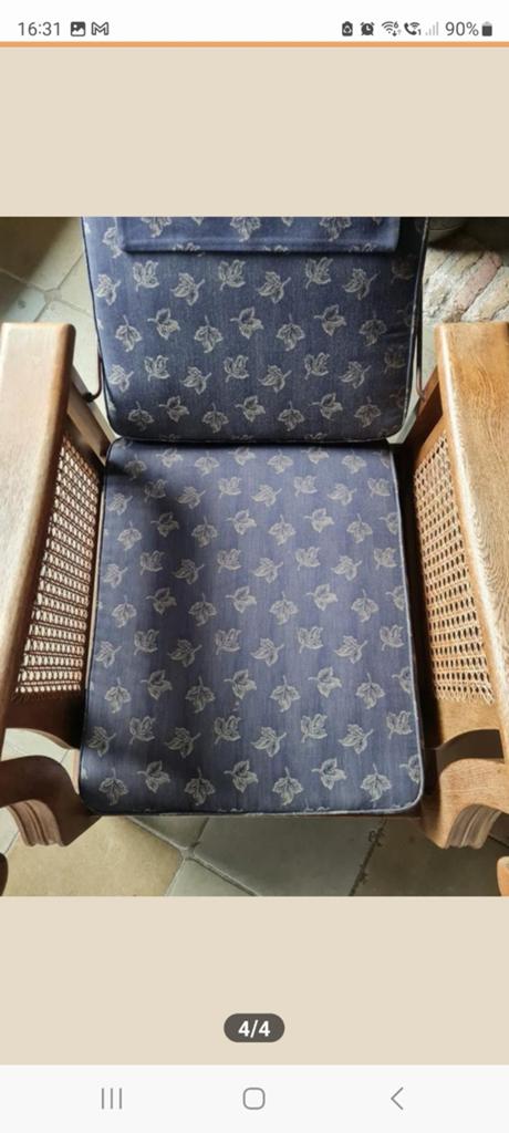 Vintage eikenhouten fauteuil met verstelbare rugleuning, Ophalen of Verzenden