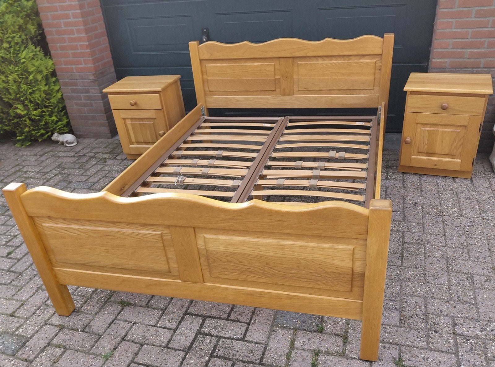 Houten bed 140x200 cm met lattenbodems (excl. matras), Ophalen, Gebruikt, Tweepersoons, 140 cm