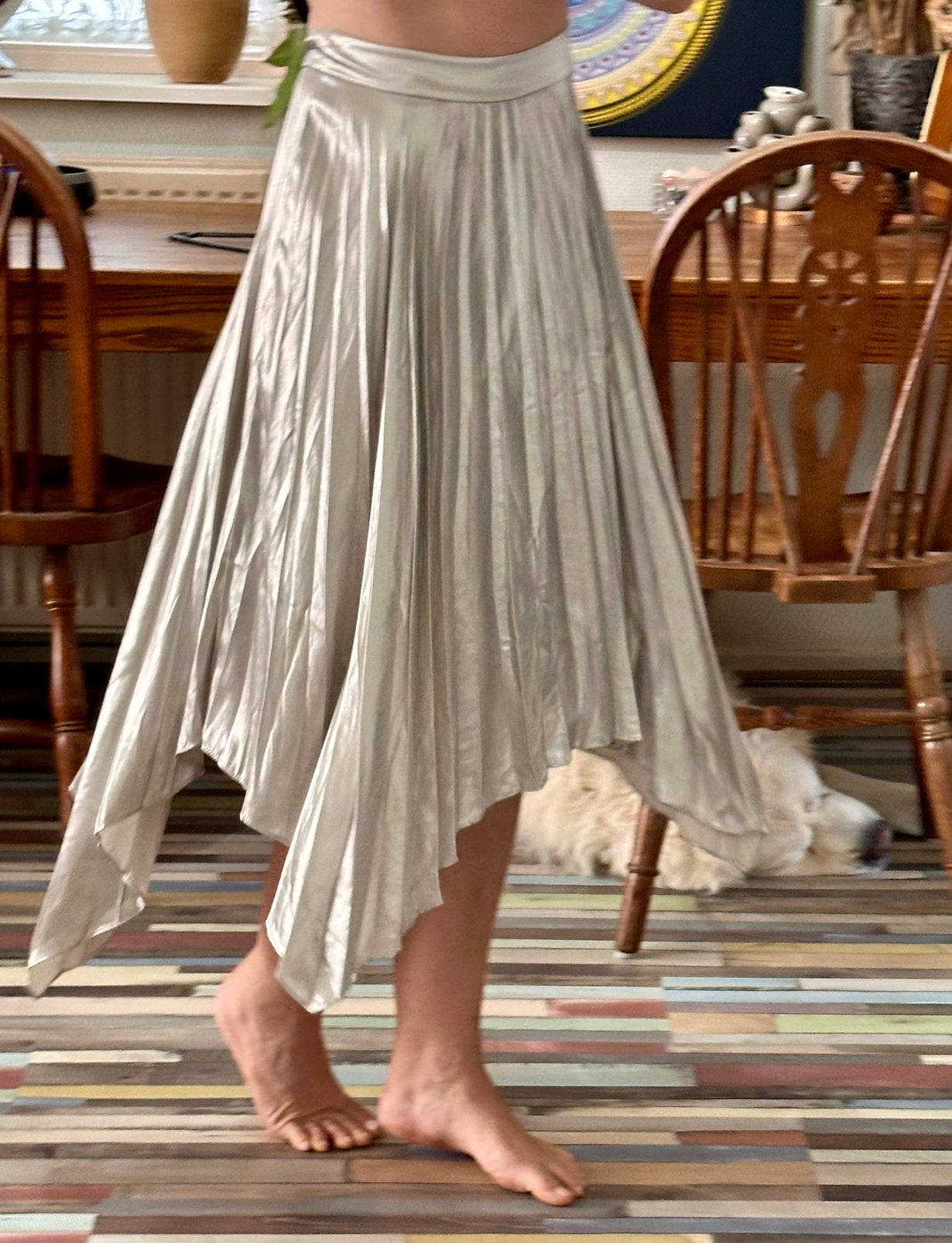 Marciano Guess Silver Pleated Asymmetric Skirt Size S New, Nieuw, Ophalen of Verzenden, Maat 36 (S), Zilver
