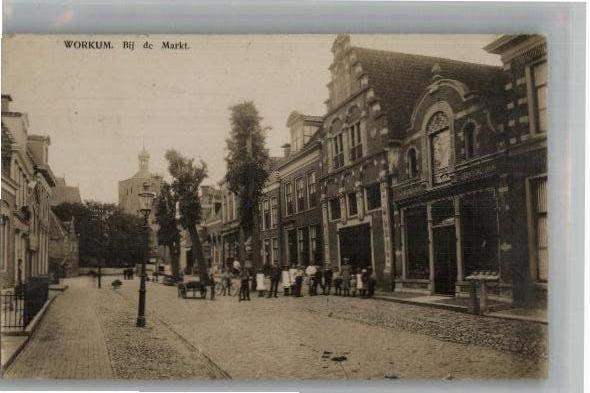 Workum Bij de Markt FOTOKAART st 1922 T.Gaastra, Verzamelen, Verzenden, 1920 tot 1940, Gelopen, Friesland