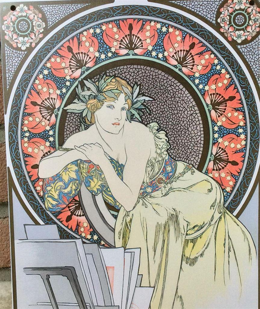 ALPHONSE MUCHA Dame art Kunst Jugendstil Wandbord Poster, Antiek en Kunst, Verzenden