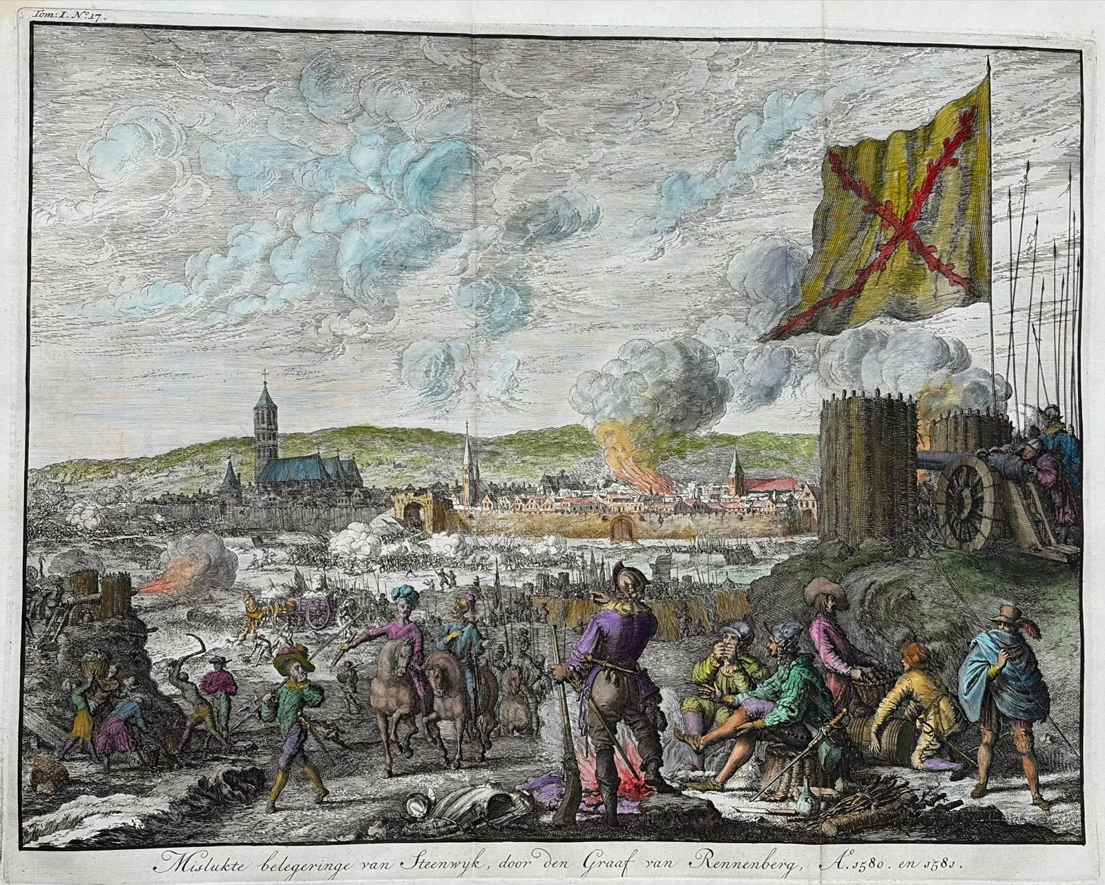 Mislukte belegering van Steenwijk, 1580-1581, Handgekleurd, Verzenden, Militair, 1600 - 1699