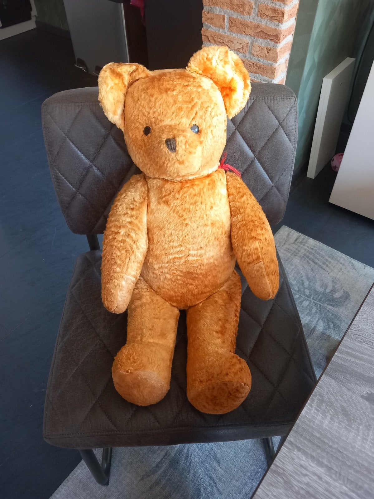 Grote vintage (70 cm) teddybeer-jaren 60/70-volledig schanie, Ophalen of Verzenden, Gebruikt, Stoffen beer, Overige merken