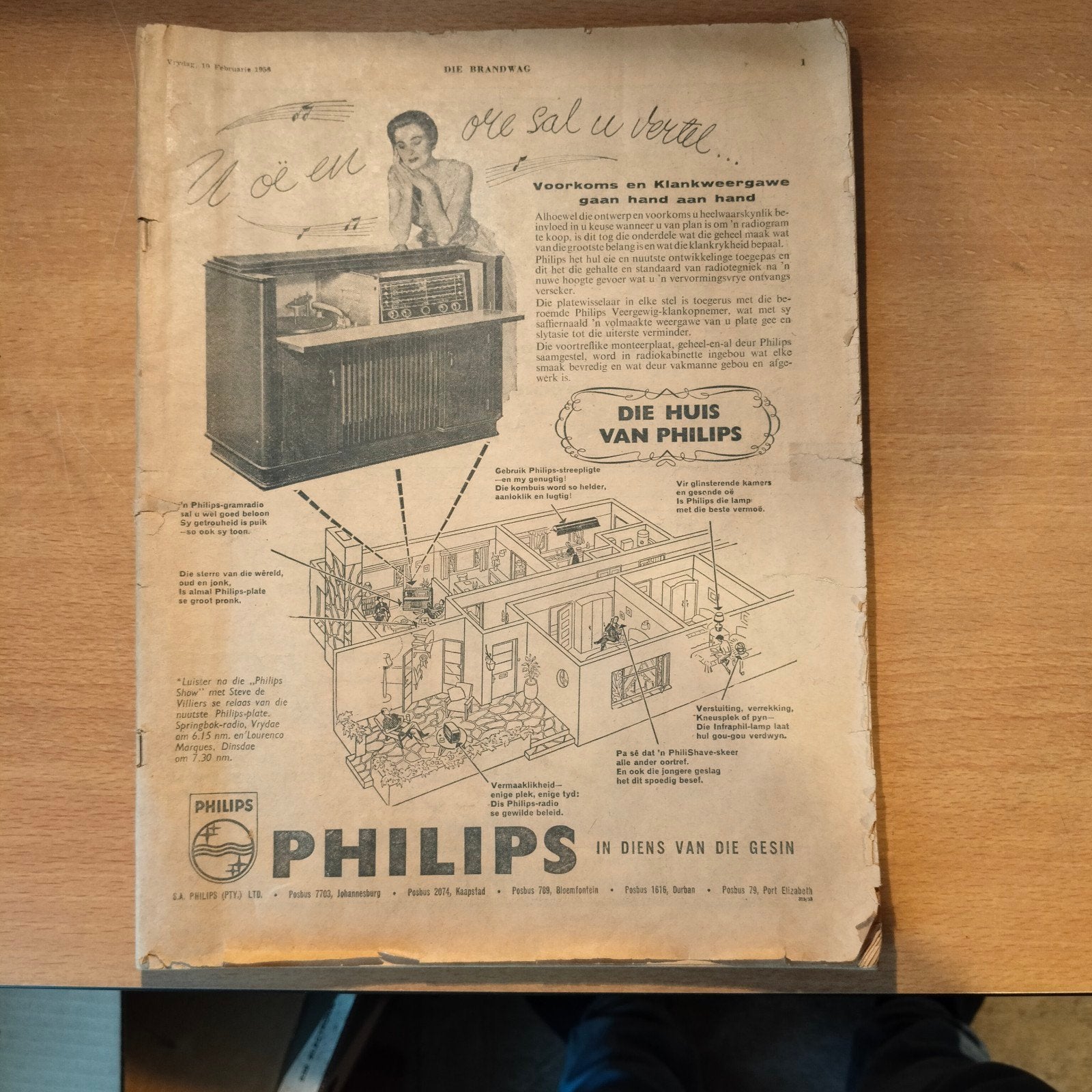 Die Brandwag Tijdschrift 1956 - Philips advertentie, Ophalen of Verzenden, Gelezen