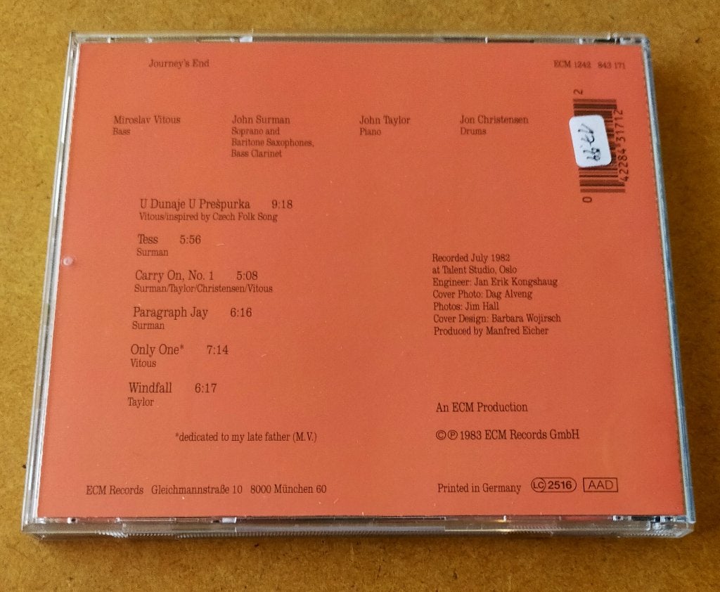 Miroslav Vitous - Journey's End CD 1983/199? ECM, Ophalen of Verzenden, Zo goed als nieuw, Jazz