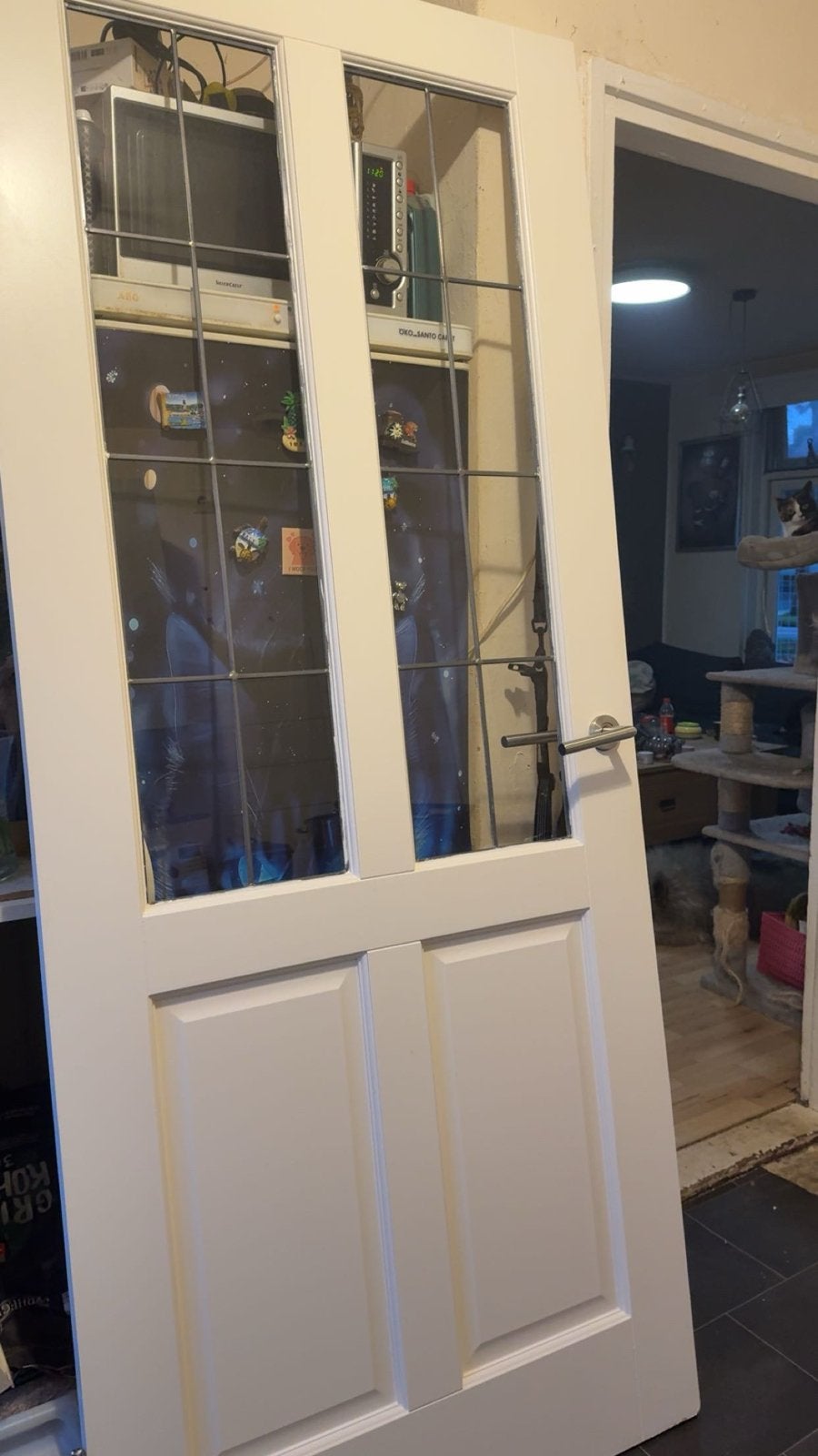 Binnendeur met glas 210x88 cm, Ophalen, Gebruikt, 80 tot 100 cm, Binnendeur
