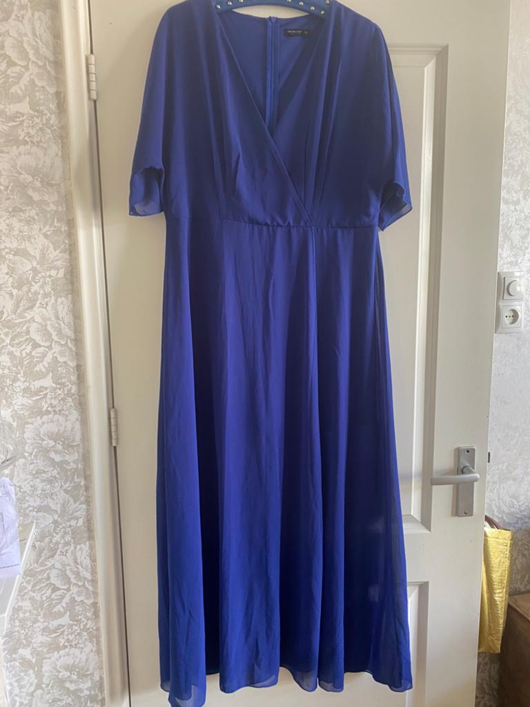 Shein curve XL konings blauwe lange jurk, Kleding | Dames, Grote Maten, Ophalen of Verzenden, Zo goed als nieuw, Blauw, Jurk