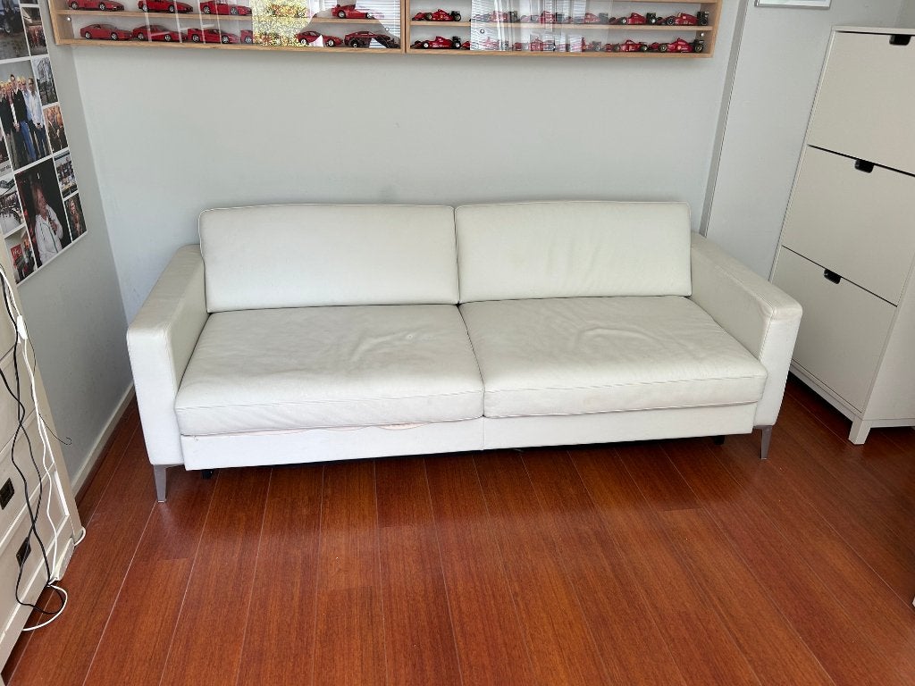 IKEA Karlstad 3-zits slaapbank, leer., Ophalen, Wit, Tweepersoons, 140 cm