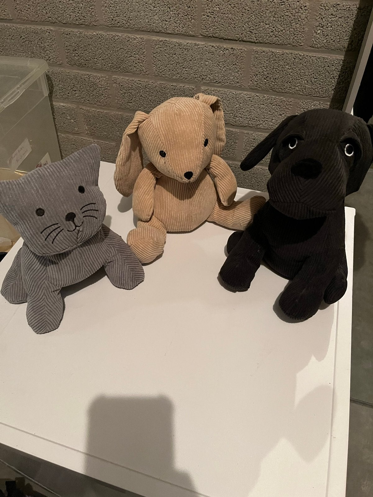 Schattige deurstoppers knuffels: konijn, kat en hond, Ophalen, Zo goed als nieuw
