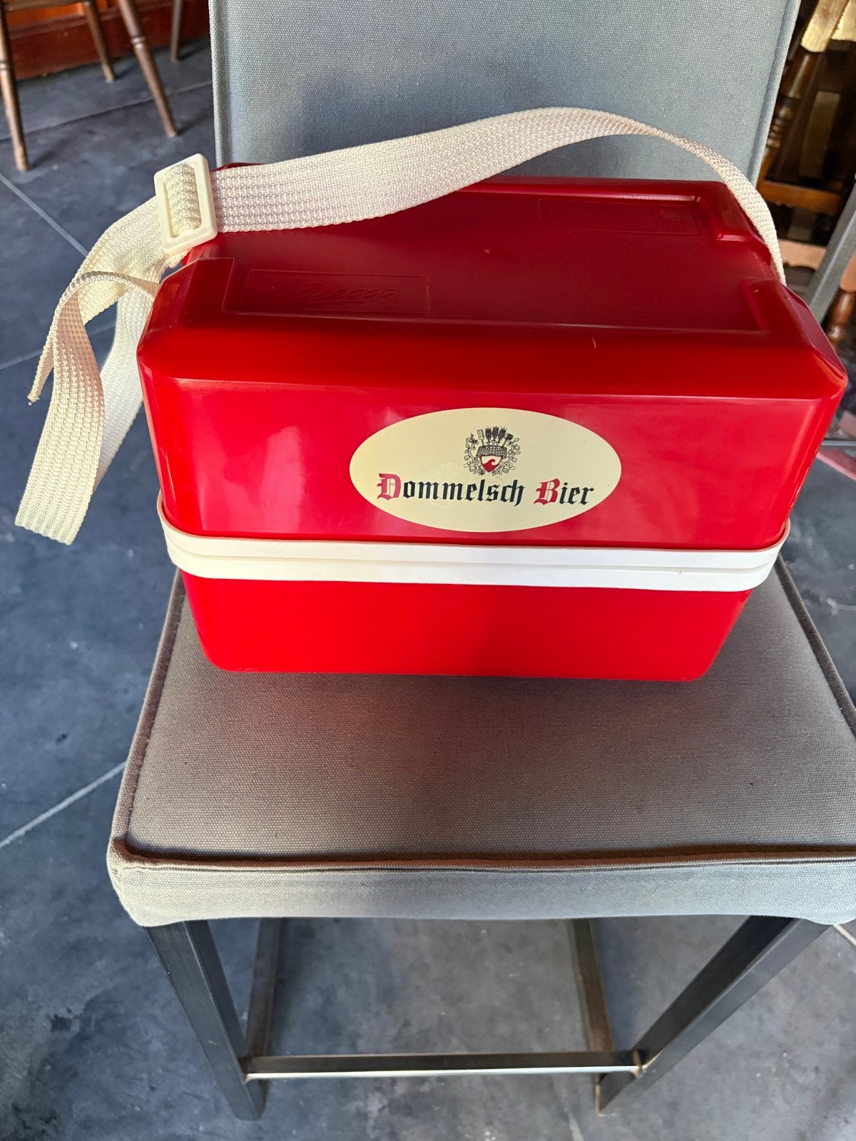 Vintage Dommelsch Bier koelbox met schouderband, Ophalen, Gebruikt, Koelbox, Koelelement