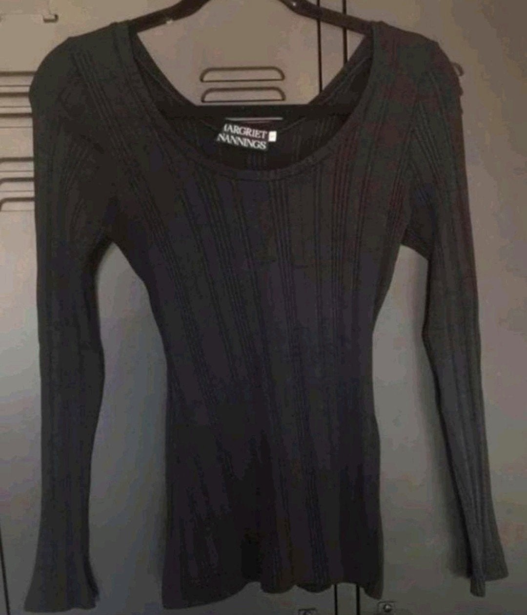Margriet Nannings rib gebreide longsleeve ZGAN maat S, Zwart, Margriet Nannings, Ophalen of Verzenden, Zo goed als nieuw