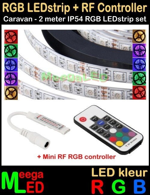 Caravan LED Strip LEDstrip RGB - 60L/m - IP65 - SET 2m + AB, Ophalen of Verzenden, Nieuw