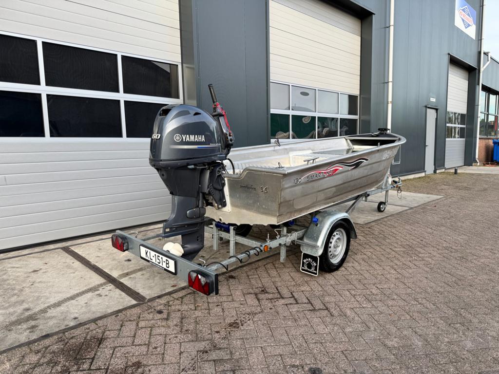 Aluminium boot smartliner 130 Yamaha motor en kanteltrailer, Ophalen, Gebruikt, Buitenboordmotor, Aluminium