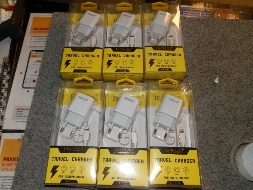 Traveler set adapter incl kabel car charger 3 in 1 iphone, Ophalen of Verzenden, Nieuw, Apple iPhone