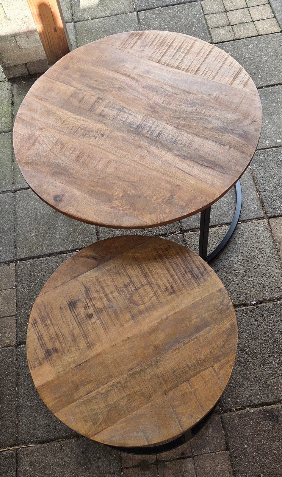set van 2 salontafels, Huis en Inrichting, Ophalen, Zo goed als nieuw, Rond, Hout