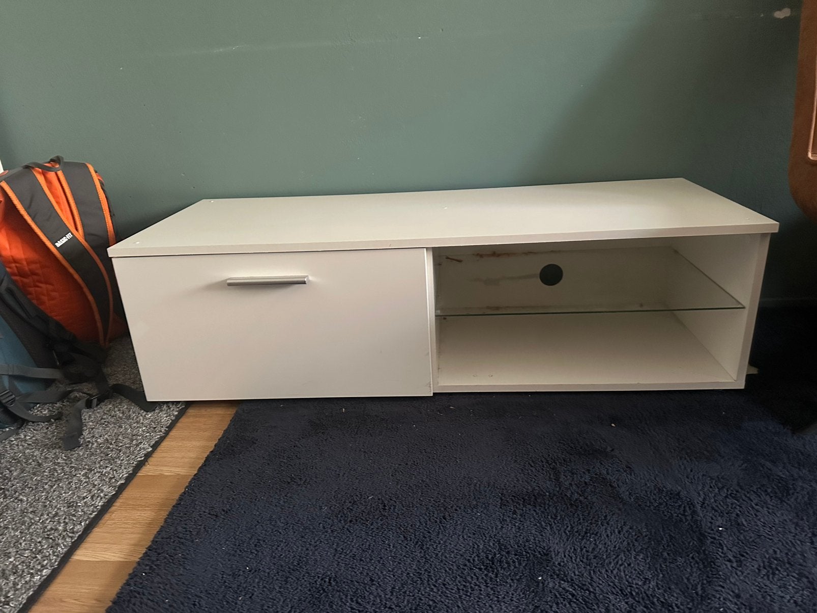 Wit TV-meubel – 120,5 cm breed – Bieden, Ophalen, 100 tot 150 cm, Zo goed als nieuw, Minder dan 100 cm