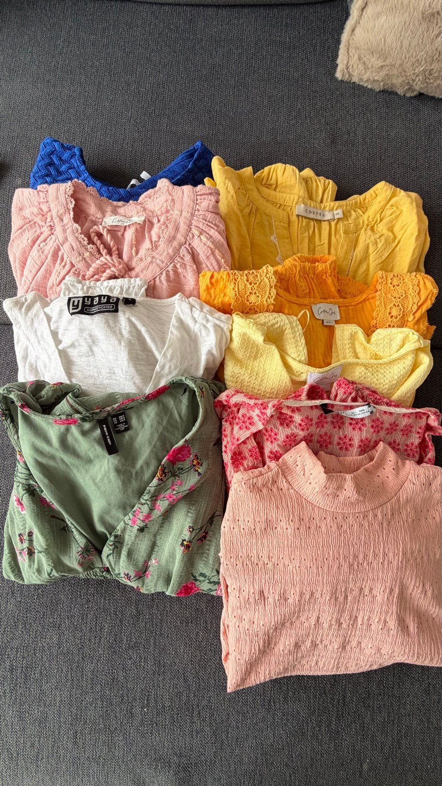 Diverse collectie zomerse tops en blouses (xs/s 9 stuks), Overige kleuren, Ophalen of Verzenden, Zo goed als nieuw, Lange mouw
