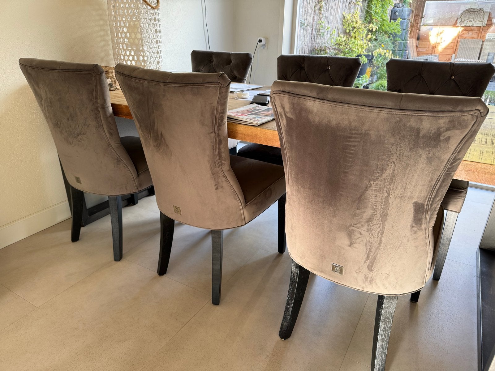 Riviera Maison Eetkamerstoelen Balmoral (6 stuks), Huis en Inrichting, Ophalen, Gebruikt, Vijf, Zes of meer stoelen, Stof