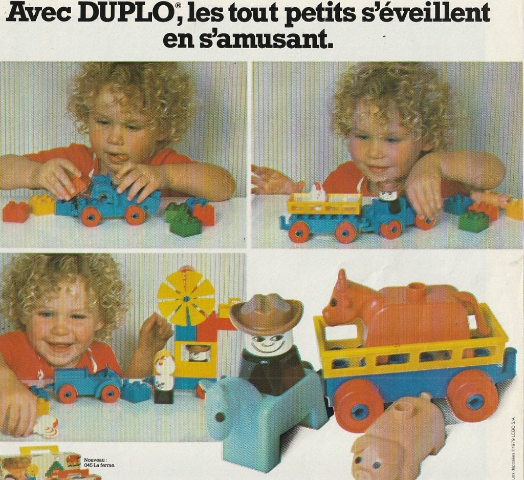 retro reclame 1979 Lego Duplo speelgoed cowboy paard, Verzenden, Overige typen