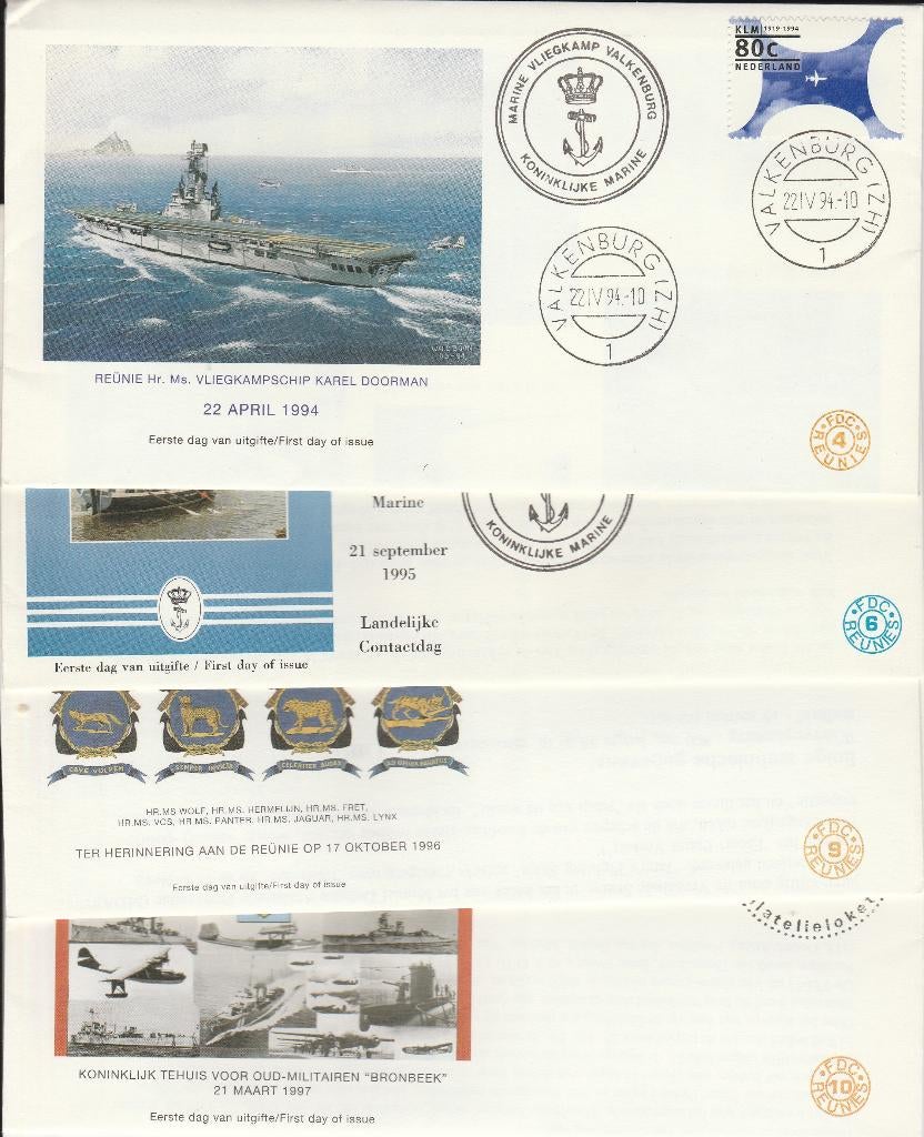 4 stuks 1e dag enveloppen Reunies fdc, Postzegels en Munten, Ophalen, Onbeschreven, Nederland